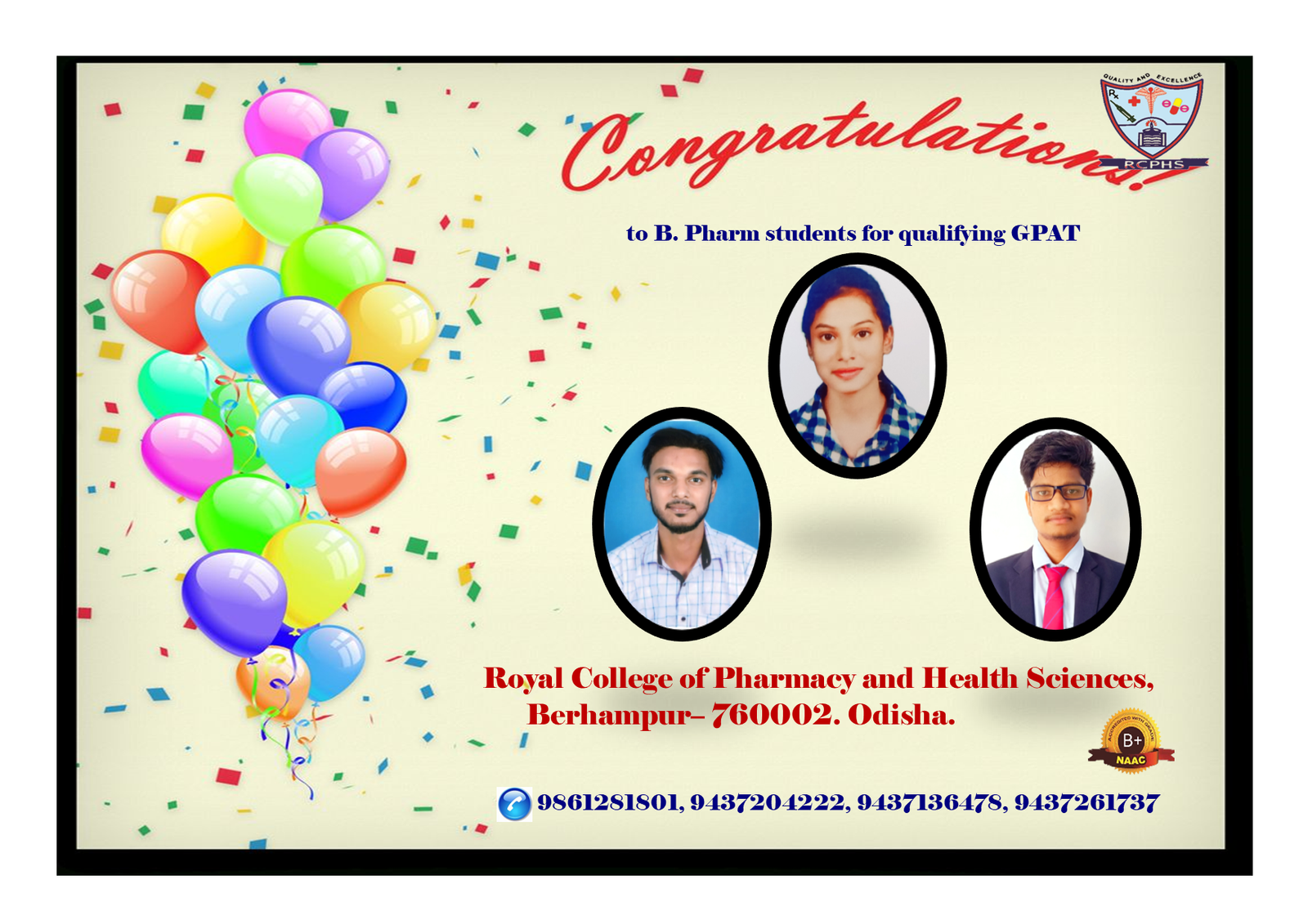 Congratulations GPAT Qualifiers Poster